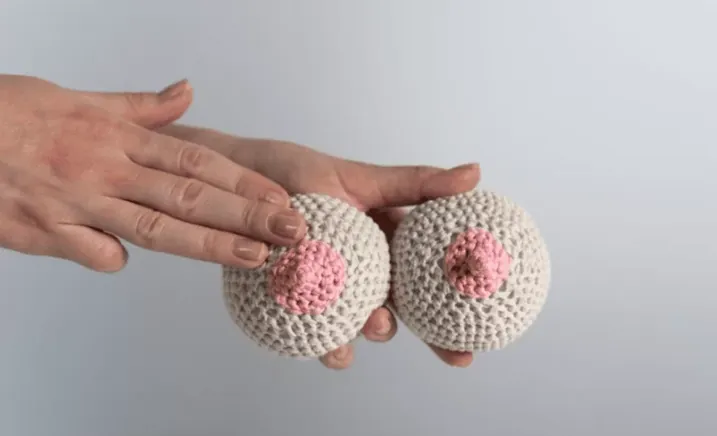 Présentation de deux faux seins en laine, utilisés pour la pratique et l'apprentissage en BDSM. Ils permettent de s'entraîner en toute sécurité à mettre des pinces à tétons et à maîtriser la pression. Un outil pédagogique pour explorer les jouets pour mamelons sans risque.