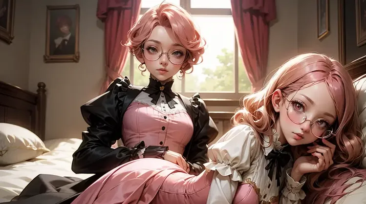 Image générée par IA de deux filles roses d’anime
