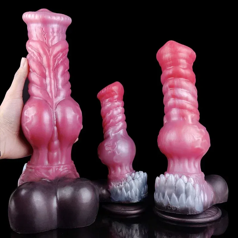gode monstre, gode fantaisie en silicone, gode nœud de loup, gode éjaculateur