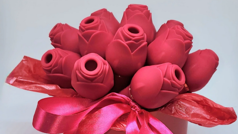 Sextoy en forme de rose silencieux, sextoy en forme de rose pour le jeu en solo 